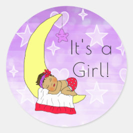 Es ist ein Mädchen, ein Baby Mädchen auf dem Mond  Runder Aufkleber