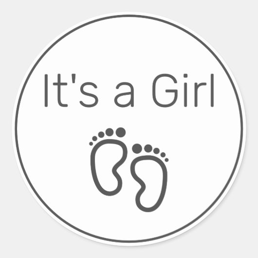 Es ist ein MÄDCHEN, ein modernes Minimalistisches  Runder Aufkleber (Vorderseite)