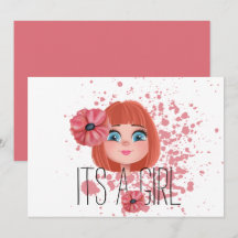 Es ist ein Mädchen, eine rosa Blume, ein kleines M