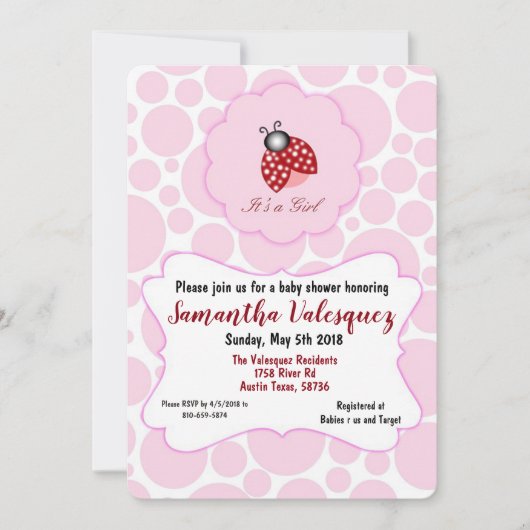 Es ist ein Mädchen Einladung (Vorderseite)