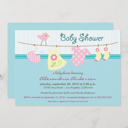 Es ist ein Mädchen! Einladung (Vorne/Hinten)