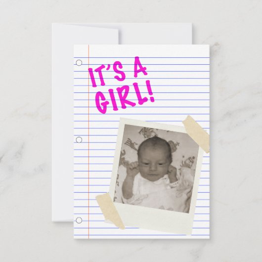 Es ist ein Mädchen Einladung (Vorderseite)