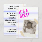 Es ist ein Mädchen Einladung (Vorne/Hinten)