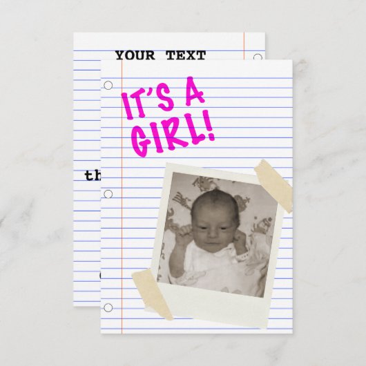 Es ist ein Mädchen Einladung (Vorne/Hinten)