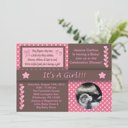 Es ist ein Mädchen Einladung (Stehend Vorderseite)