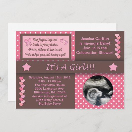 Es ist ein Mädchen Einladung (Vorne/Hinten)