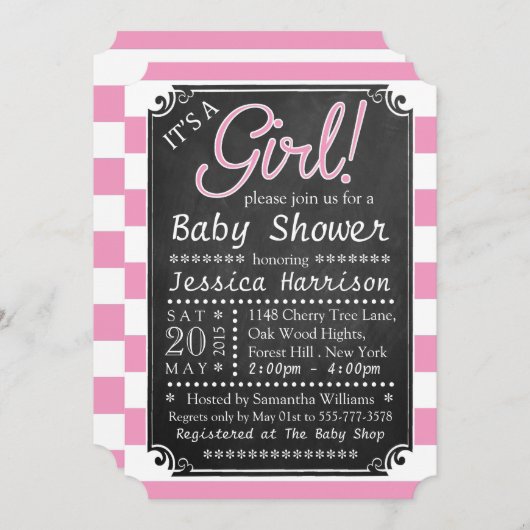 Es ist ein Mädchen! Einladungen für die Babydusche (Vorne/Hinten)