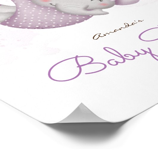 Es ist ein Mädchen Elefanten Mädchen Dusche Begrüß Poster (Ecke)