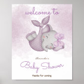 Es ist ein Mädchen Elefanten Mädchen Dusche Begrüß Poster (Vorne)