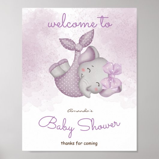 Es ist ein Mädchen Elefanten Mädchen Dusche Begrüß Poster (Vorne)