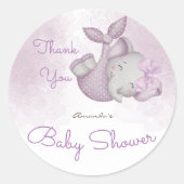 Es ist ein Mädchen Elefanten Mädchen Dusche danke Runder Aufkleber (Vorderseite)