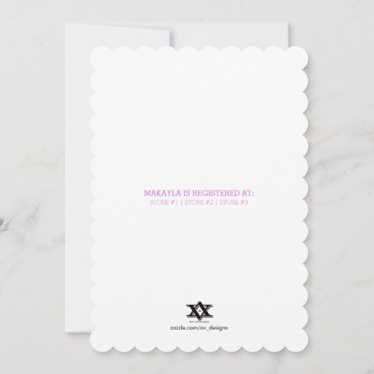 Es ist ein Mädchen! Elegante rosa und graue Tupfen Einladung (Rückseite)