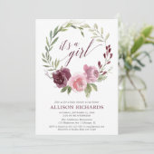 Es ist ein Mädchen errötet rosa Einladung (Stehend Vorderseite)