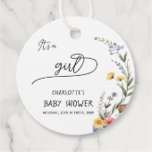 Es ist ein Mädchen! Farbige Wildblume Kinderdusche Geschenkanhänger (Vorderseite)