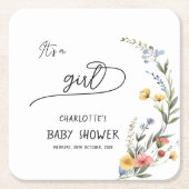 Es ist ein Mädchen! Farbige Wildblume Kinderdusche Rechteckiger Pappuntersetzer (Vorderseite)