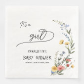 Es ist ein Mädchen! Farbige Wildblume Kinderdusche Serviette (Vorderseite)