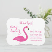 Es ist ein Mädchen - Flamingo Baby Dusche Einladun Einladung (Stehend Vorderseite)
