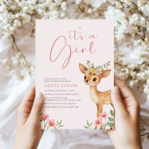 Es ist ein Mädchen Floral Deer Baby Girl Shower