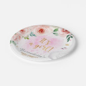 Es ist ein Mädchen! Floral Swan Princess Baby Dusc Pappteller (Schrägansicht)