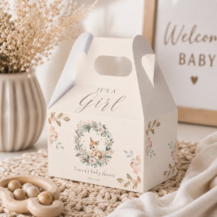 Es ist ein Mädchen Florale Hirsch Baby Shower Gesc Geschenkschachtel