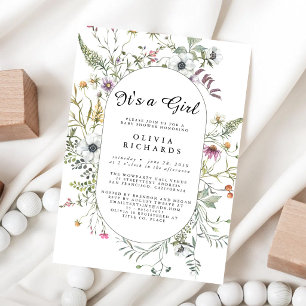 Es ist ein Mädchen Florales Babyshower-Einladung Einladung
