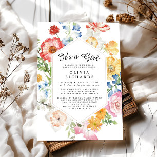 Es ist ein Mädchen Florales Babyshower-Einladung Einladung