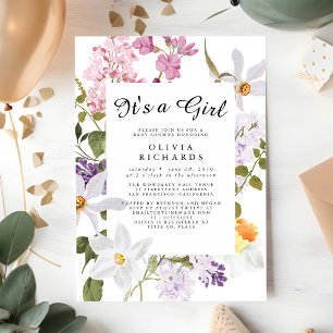Es ist ein Mädchen Florales Babyshower-Einladung Einladung