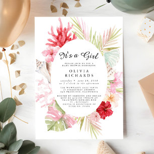 Es ist ein Mädchen Florales Babyshower-Einladung Einladung