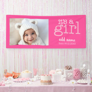 Es ist ein Mädchen - Foto Moderne, Whimsikale Weiß Banner