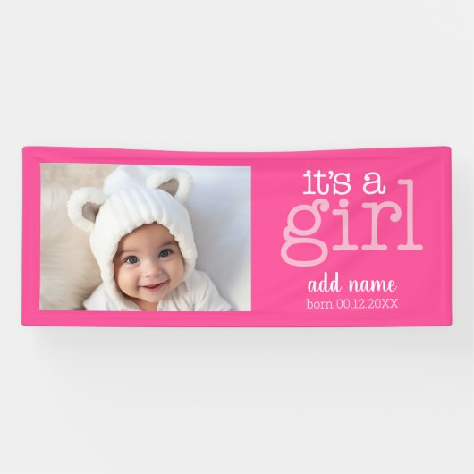 Es ist ein Mädchen - Foto Moderne, Whimsikale Weiß Banner (Horizontal)