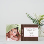 Es ist ein Mädchen - Fotokartensätze tiefe braune  Ankündigung (Stehend Vorderseite)