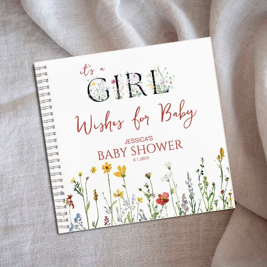 Es ist ein Mädchen Frühlingsblumen Shower Wünsche  Notizblock