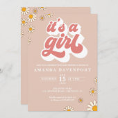 Es ist ein Mädchen Groovy Baby Shower Einladung (Vorne/Hinten)