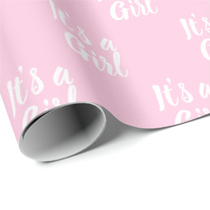 Es ist ein Mädchen, hellrosa, weiße Babydusche G Geschenkpapier