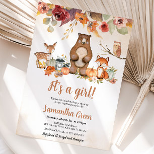 Es ist ein Mädchen Herbst Wald Baby Shower Einladung