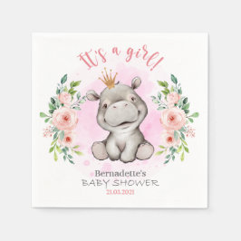 Es ist ein Mädchen Hippo Baby Shower Napkins Serviette