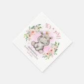 Es ist ein Mädchen Hippo Baby Shower Napkins Serviette (Ecke)