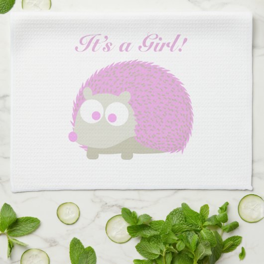 Es ist ein Mädchen! Igel Geschirrtuch (Gefaltet)