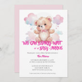 Es ist ein Mädchen in Aquarellwald Babybärendusche Einladung (Vorne/Hinten)