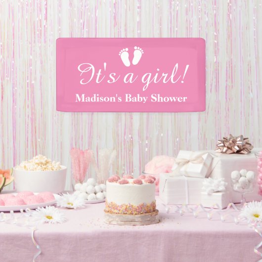 Es ist ein Mädchen individuelle Name rosa Baby Dus Banner (Party)