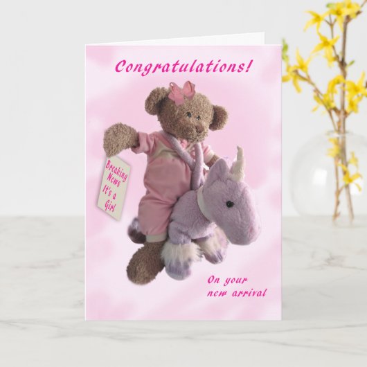 Es ist ein Mädchen! Karte (Gelbe Blume)