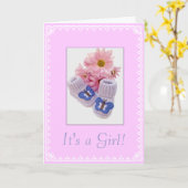 Es ist ein Mädchen! Karte (Gelbe Blume)