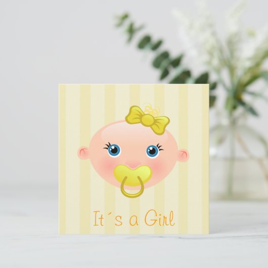 Es ist ein Mädchen - Kinderdusche Einladung (Stehend Vorderseite)