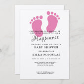 Es ist ein Mädchen, Kinderspuren Pink Baby Dusche Einladung (Vorne/Hinten)