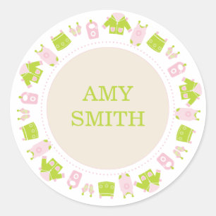 {es ist ein Mädchen!} kleiner Wäscheständer mit Ba Runder Aufkleber