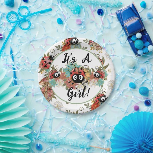Es ist ein Mädchen Ladybug Baby Dusche Teller, Ges Pappteller (Party)
