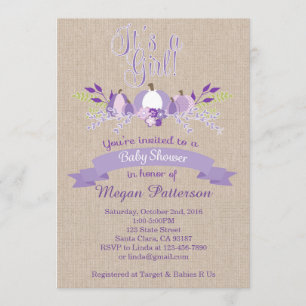 Es ist ein Mädchen-Lavendel-Kürbise, die Babyparty Einladung