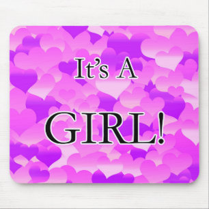 Es ist ein Mädchen! Lavender Hearts Mousepad