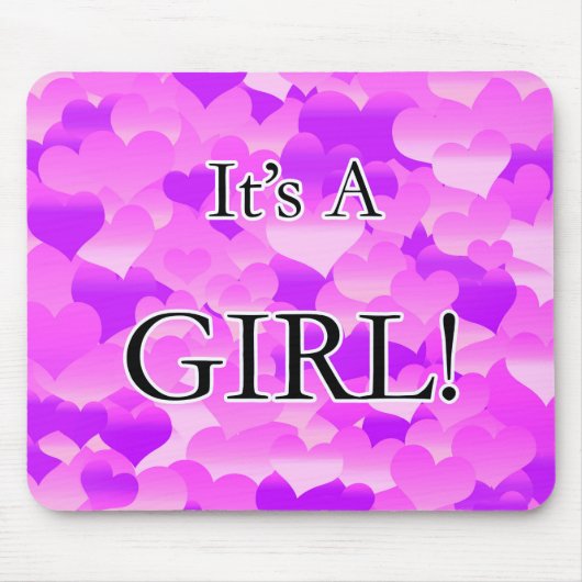 Es ist ein Mädchen! Lavender Hearts Mousepad (Vorne)