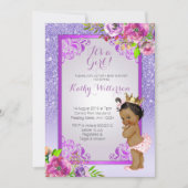 Es ist ein Mädchen Lila Gold Baby Shower Invite Einladung (Vorderseite)